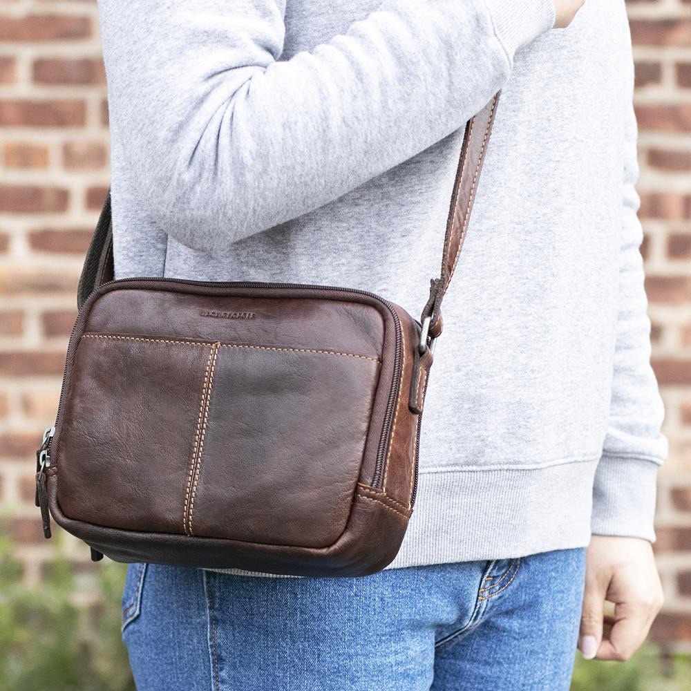 SOLD Jack Georges Voyager Dual Zip Crossbody Brown - Picture 1 of 14
